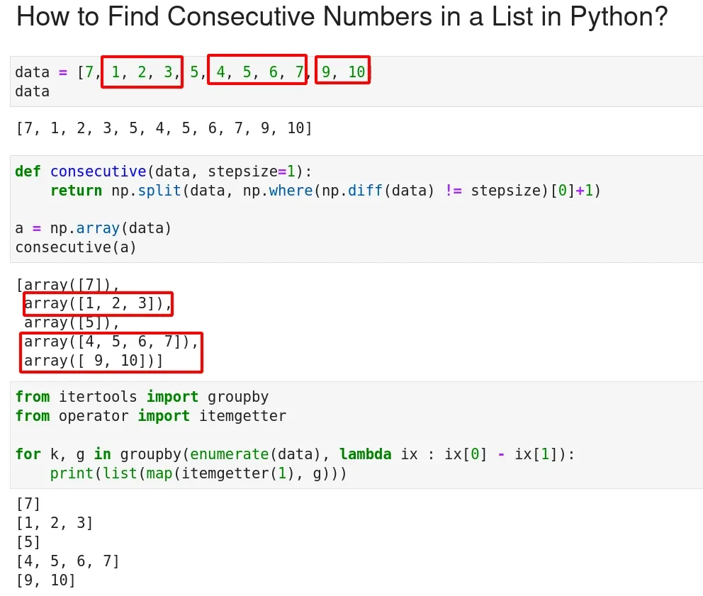 how-to-find-consecutive-numbers-in-a-list-in-python